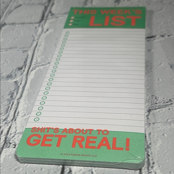 Other - Weekly List Notepad Shit’s About to Get Real Novelty Notepad NEW 50 sheets